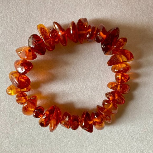Bracelet Genuine Amber Stretch One Size Fits All Unisex Jewelry Women's Men's - Picture 5 of 11